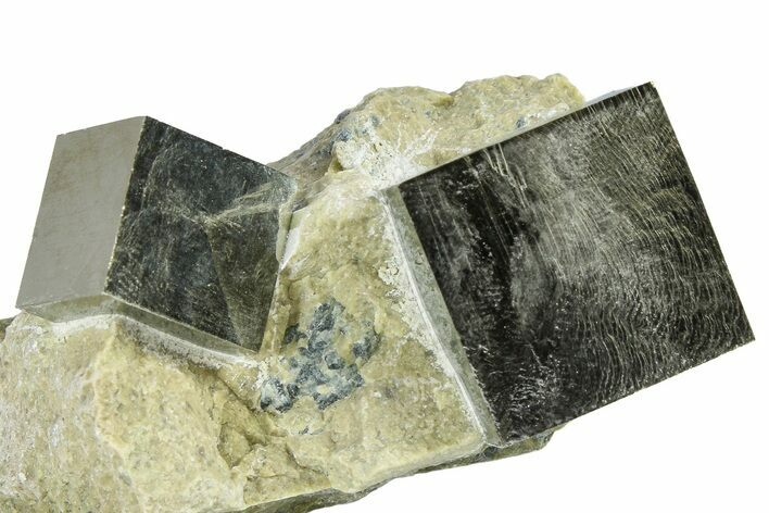 Two Natural Pyrite Cubes In Rock - Navajun, Spain #361859